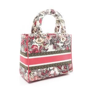 Dior Medium Embroidered Handbag Pink Multicolor Lady D-Lite